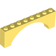 Lego kostka (kostička) most oblouk 1x8x2, světle žlutá jasná (6278438, 6093482)